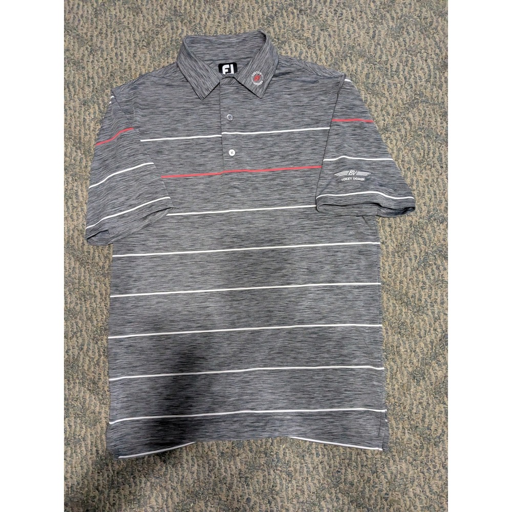 FootJoy Mens Vokey Design Custom BV Wedges Golf Polo Shirt Grey Striped Small